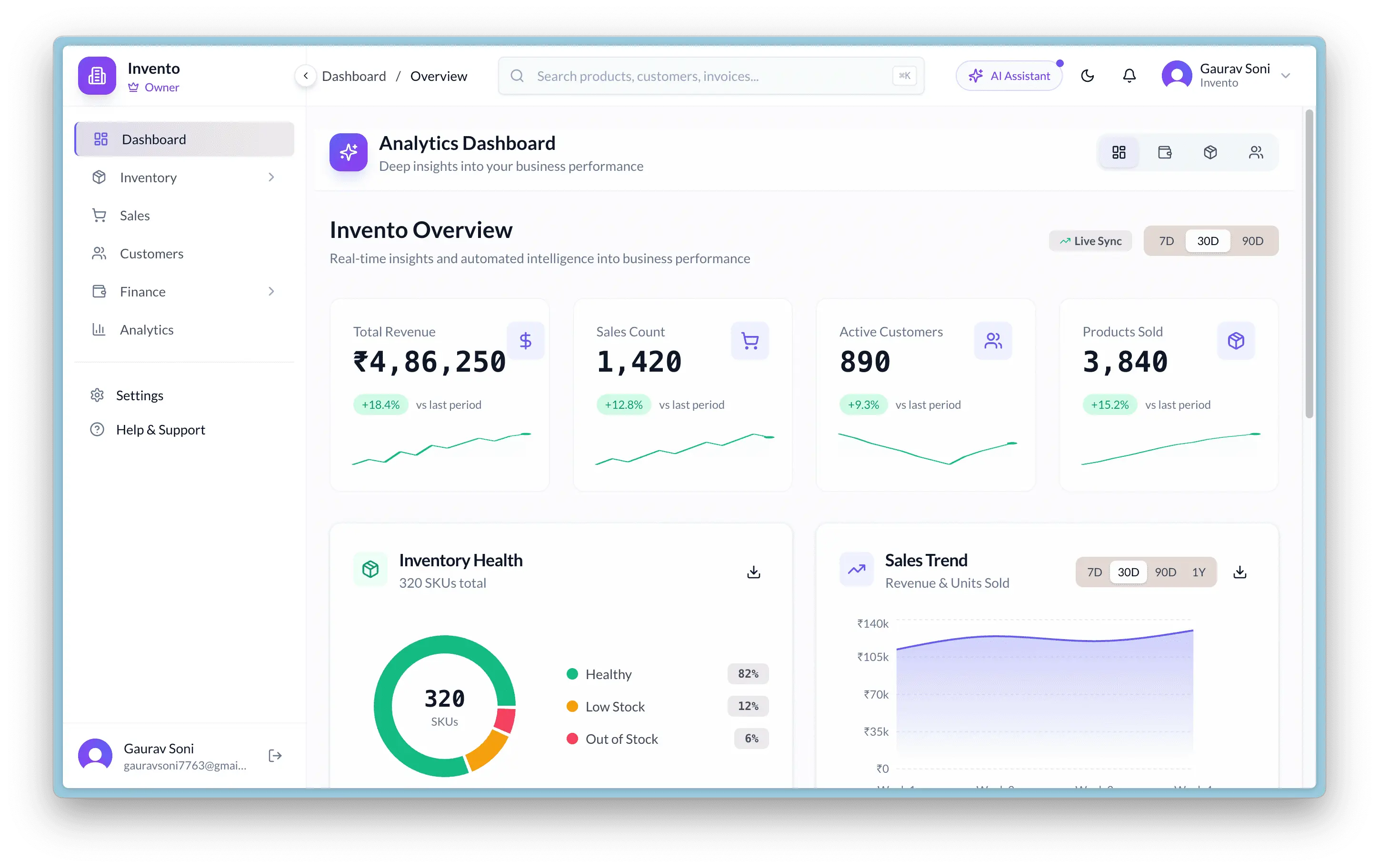 Invento inventory dashboard preview